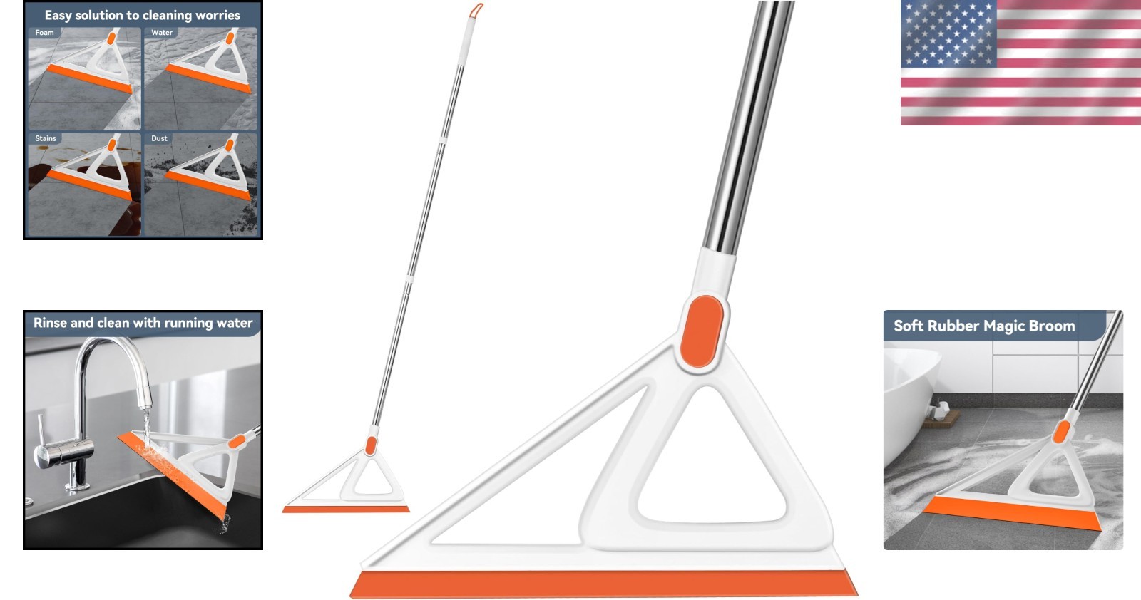 Floor Cleaner Sweeper Silicone Squeegee Broom for Living Room Kitchen Bathroom