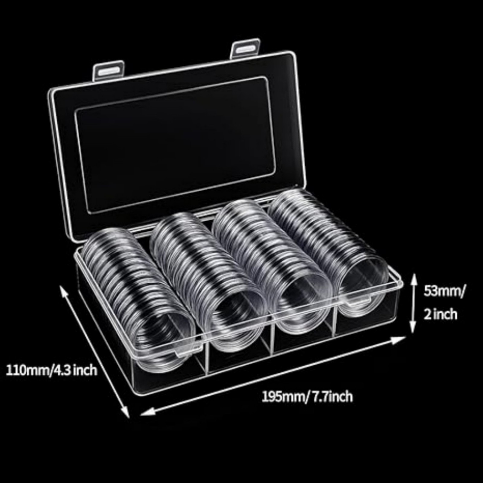 60 Pack 41mm Clear Coin Capsules For Morgan Silver Dollar Half Dollar Coins US