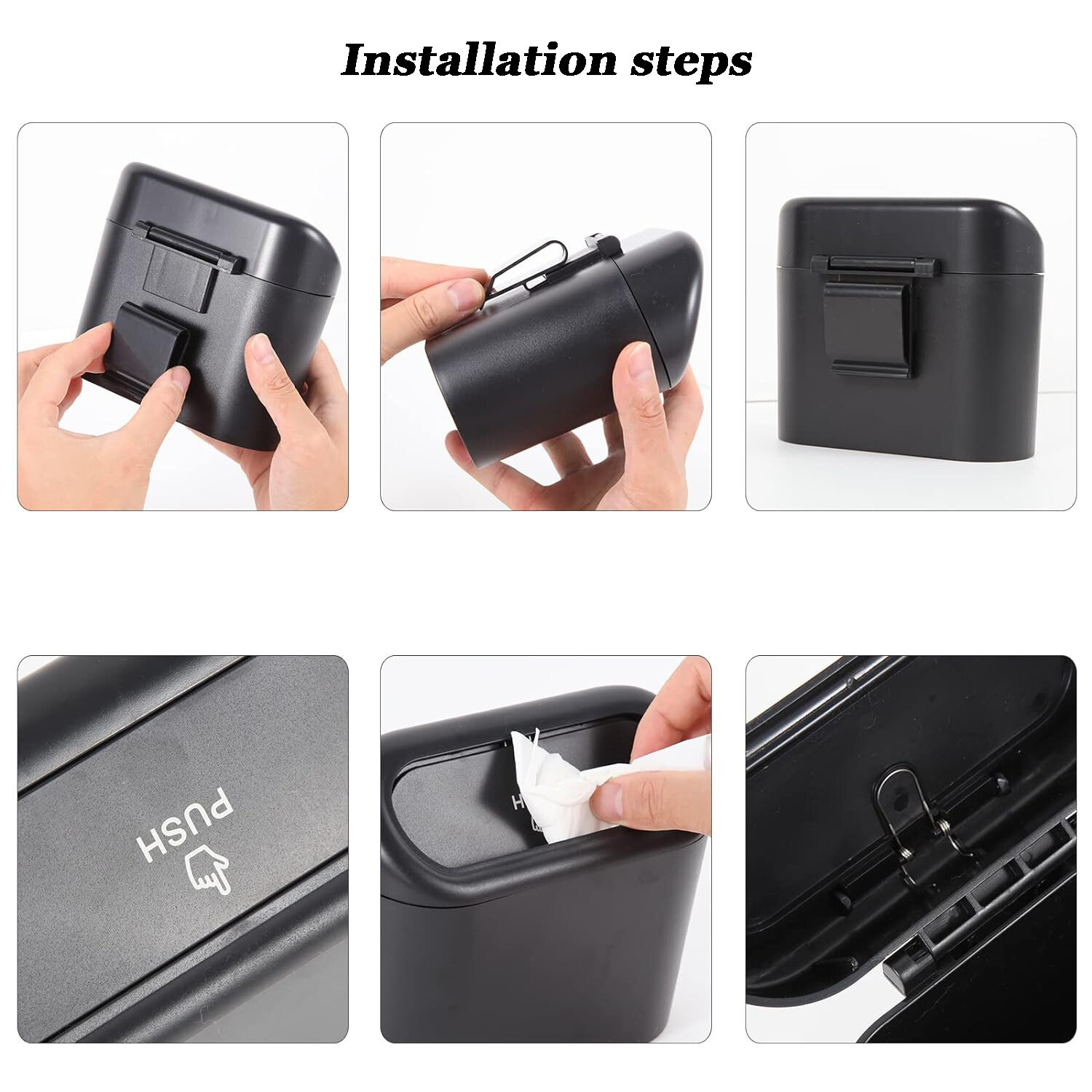 Mini Car Trash Can Bin with Lid and 30pcs Trash Bags Garbage Can Car Accessories