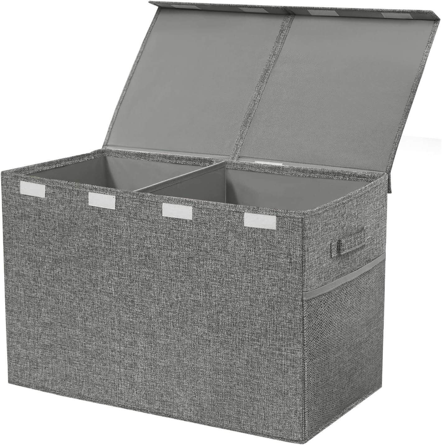 Large storage box with lid and handle, 25 inches × 13 inches × 16 inches, gray