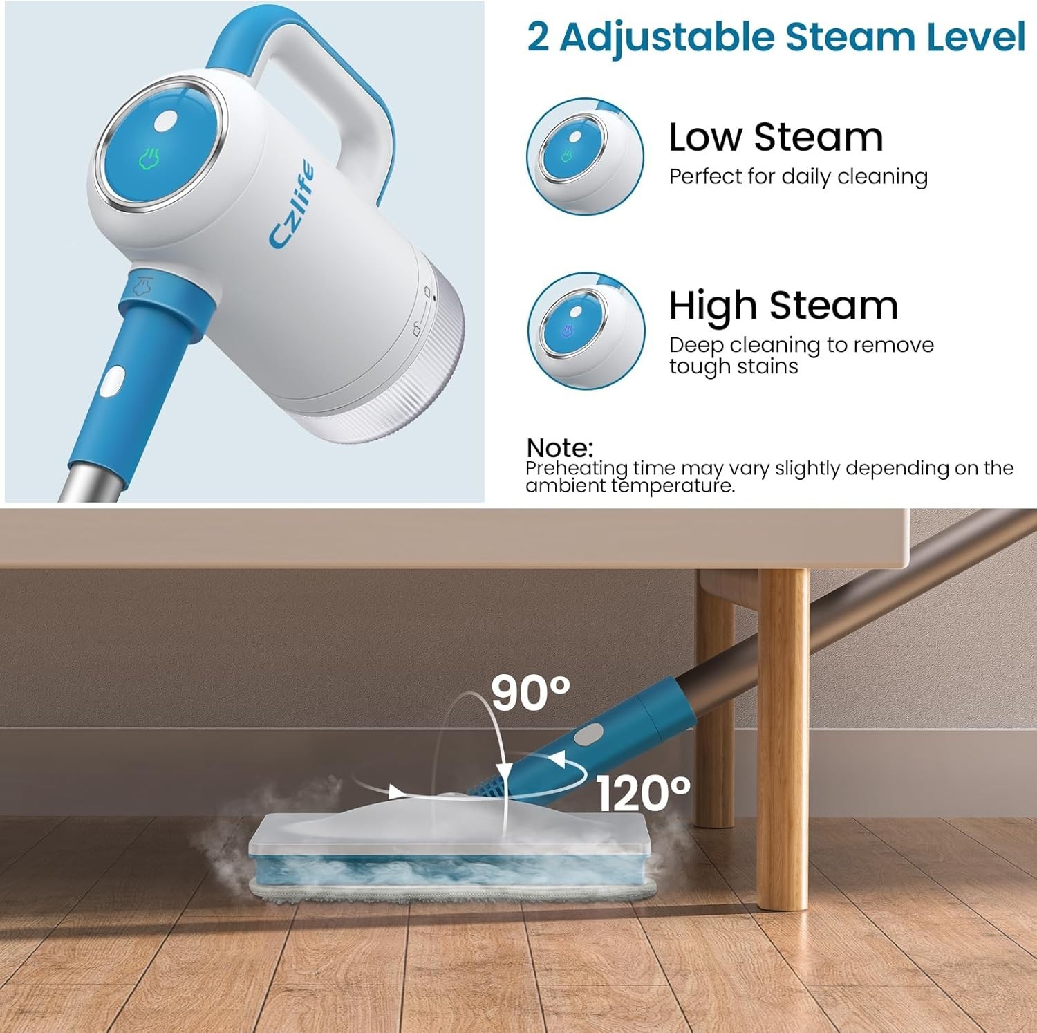 High-Performance 1300W Steam Mop with Detachable Tank for Multi-Surface Cleaning