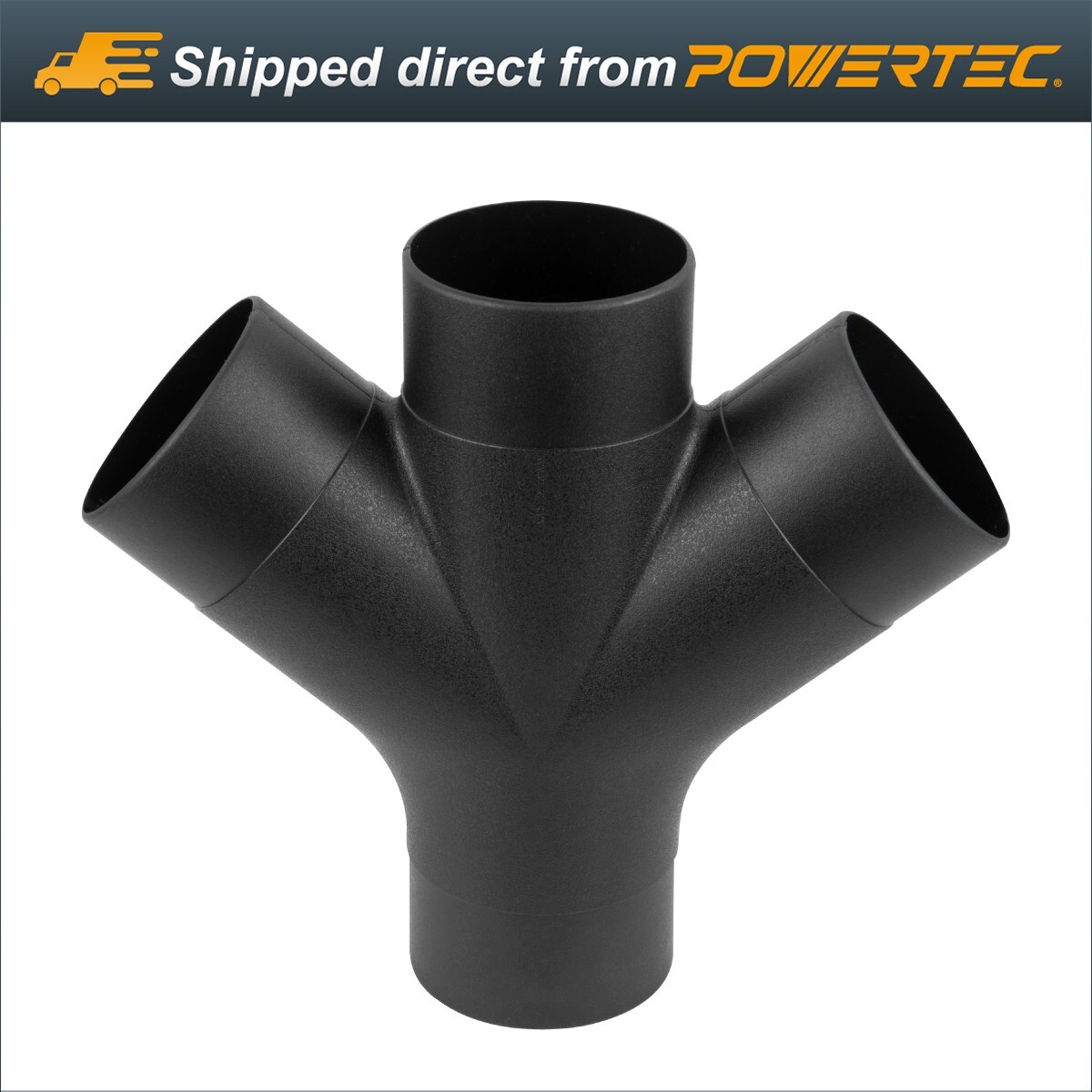 POWERTEC 3-Way Dust Collection Fitting – Y Shaped for 4 inch Hose & Cuff (70275)