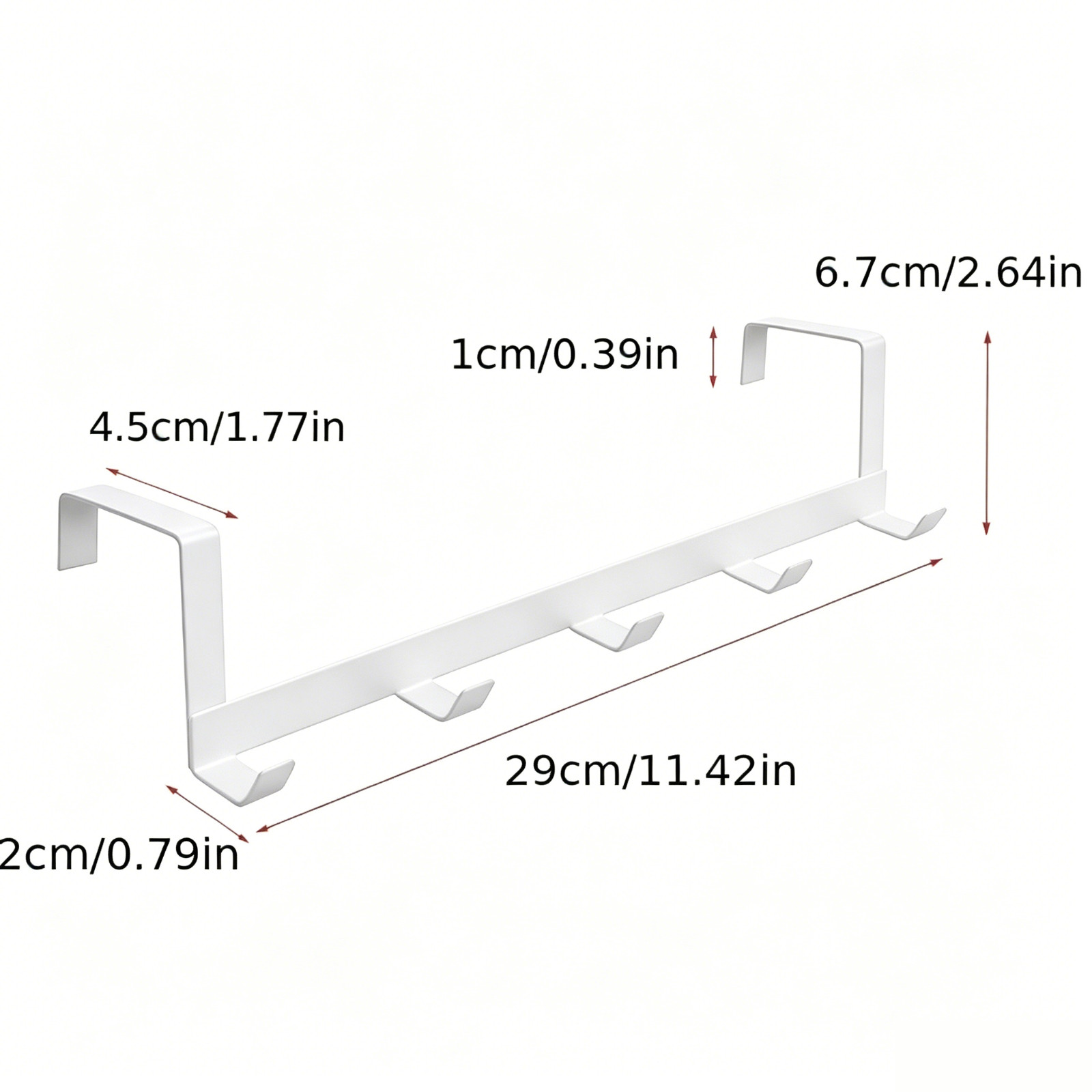 Heavy Duty Over Door Hook Rack 5 Hooks Adjustable Hanger for Coats Hats Towels
