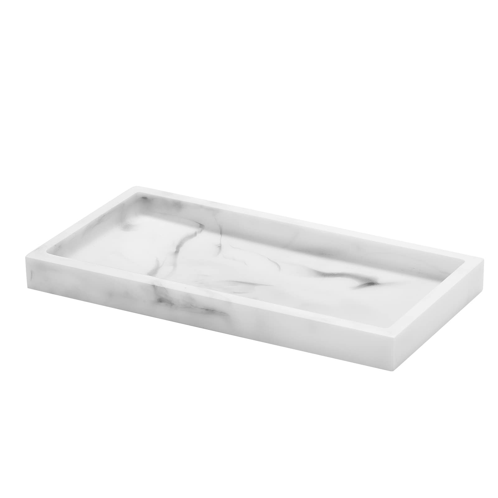 Luxspire Bathroom Vanity Tray, 8 x 4 inch 7.9″ x 3.9″ x 0.7″, Marble White