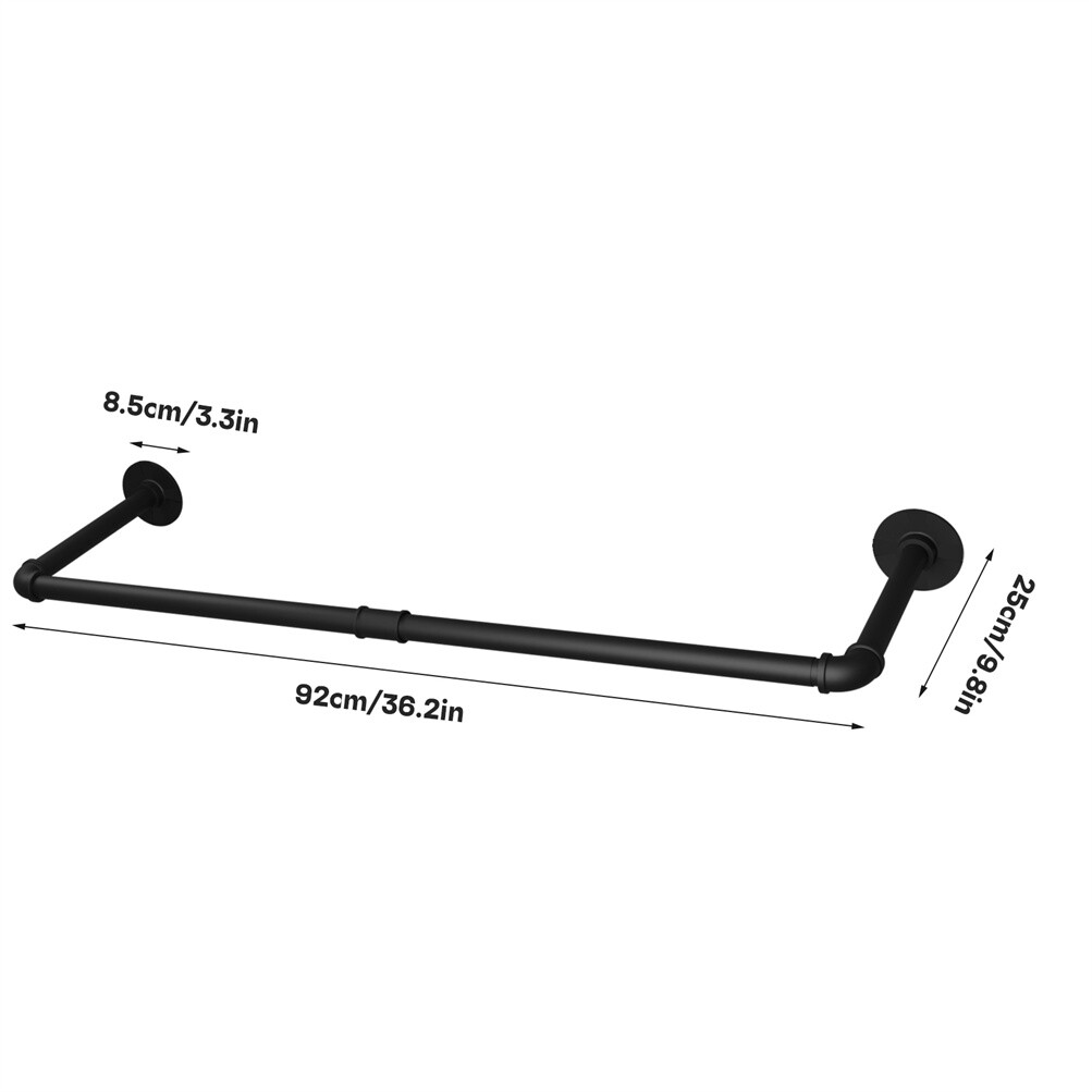 2X Wall Mounted Clothes Rack Industrial Pipe Clothes Hanging Bar Space Saving