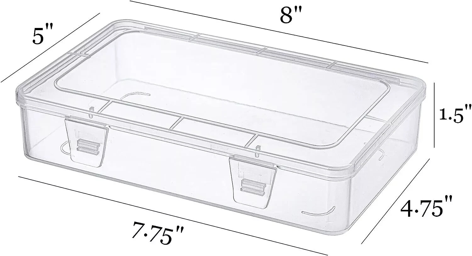 12 Pack Clear Plastic Storage Containers Lids 8 X5X1.75 Inch Empty Hinged Boxes