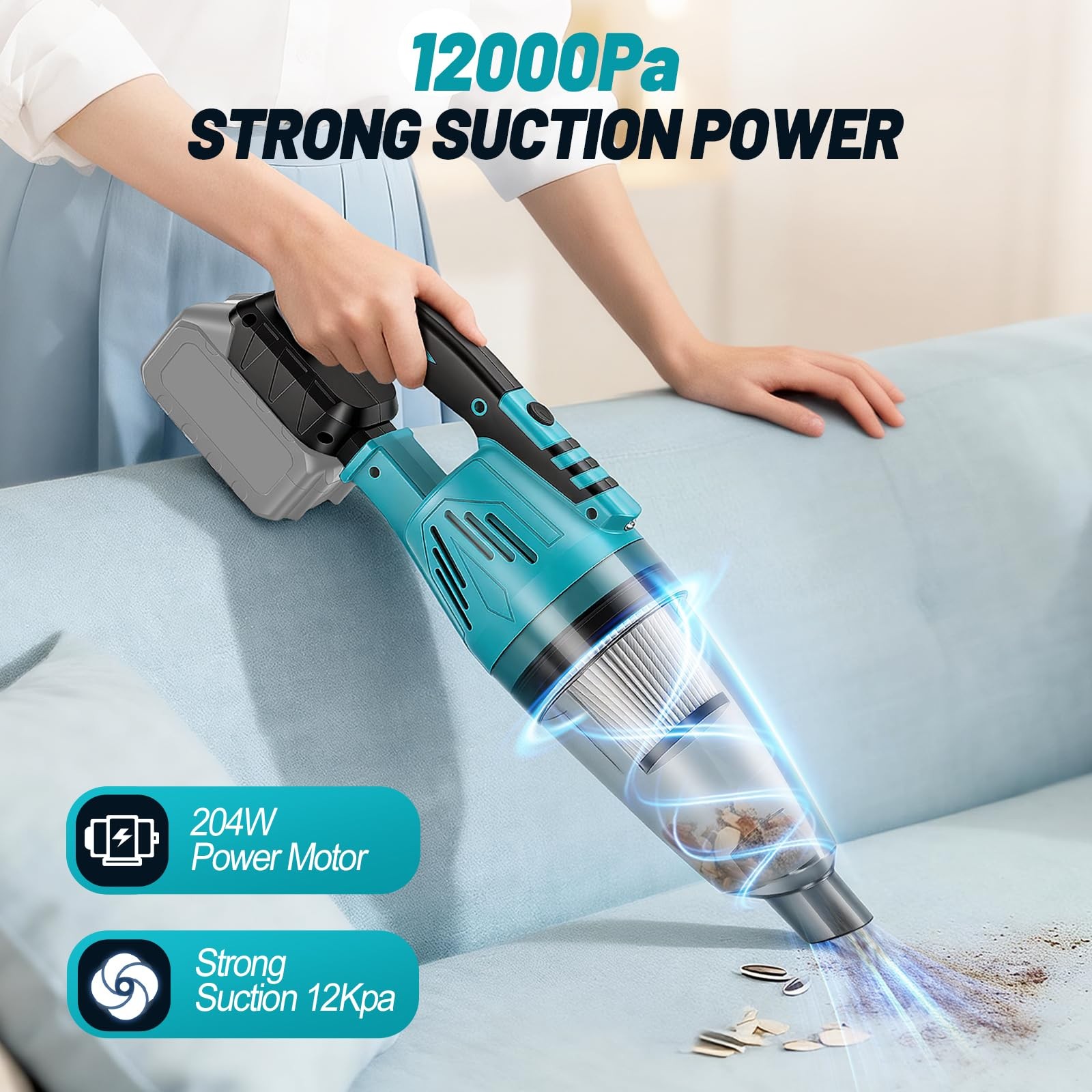 CAMXTOOL Cordless Vacuum Cleaner Compatible with Blue, Tool Only, Black