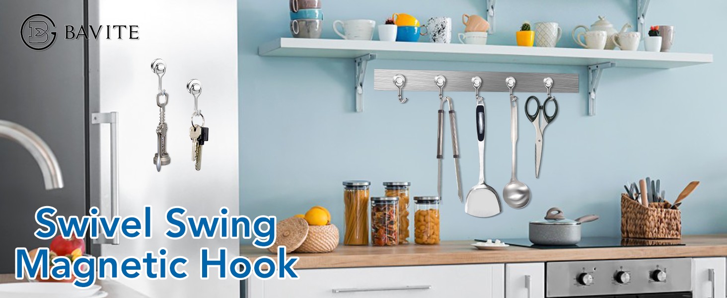 Swivel Swing Magnetic Hook, 30LB Refrigerator Magnet Hooks,6PCS | Heavy Duty