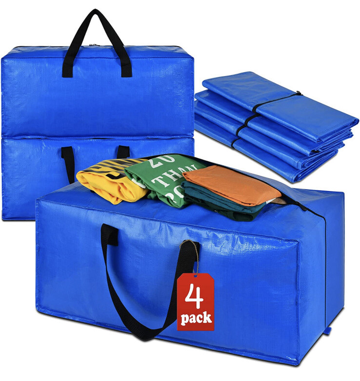 Moving Boxes Heavy Duty Extra Large Storage Bags, Blue Moving Bags Totes 4 Pack