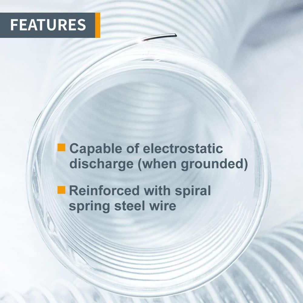 Wire Hose Clear Dust Reinforced Flexible 6 Inch By 10 Foot