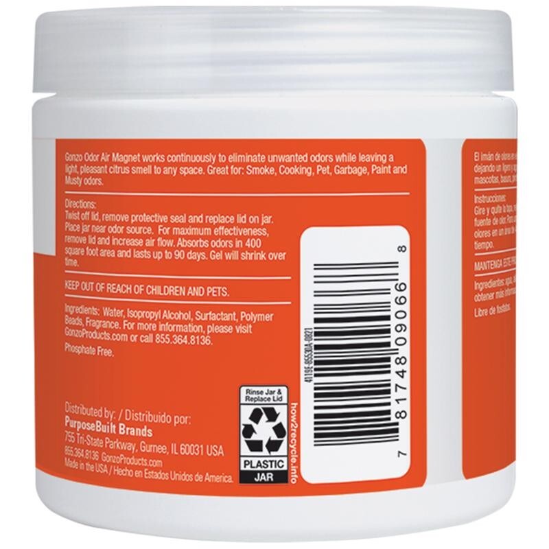 Gonzo NATURAL MAGIC Odor Absorbing Gel 14 oz Room Freshener Citrus 90 Days 4119E