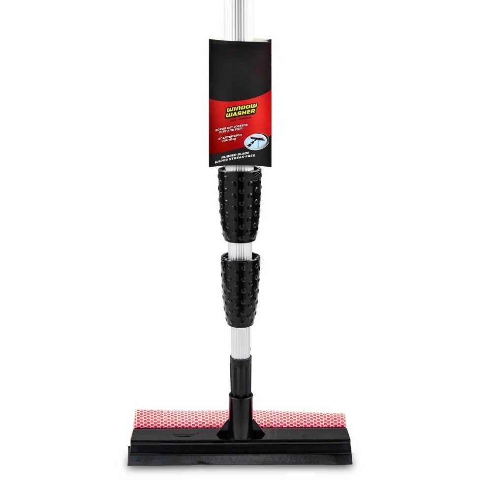 Black and Red Telescopic Window Washer Squeegee