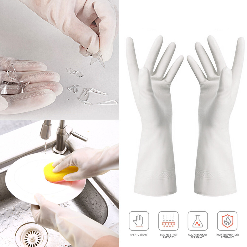 1/2/3/6/9 Pairs Waterproof Reusable Heavy Duty Kitchen Rubber Cleaning Gloves