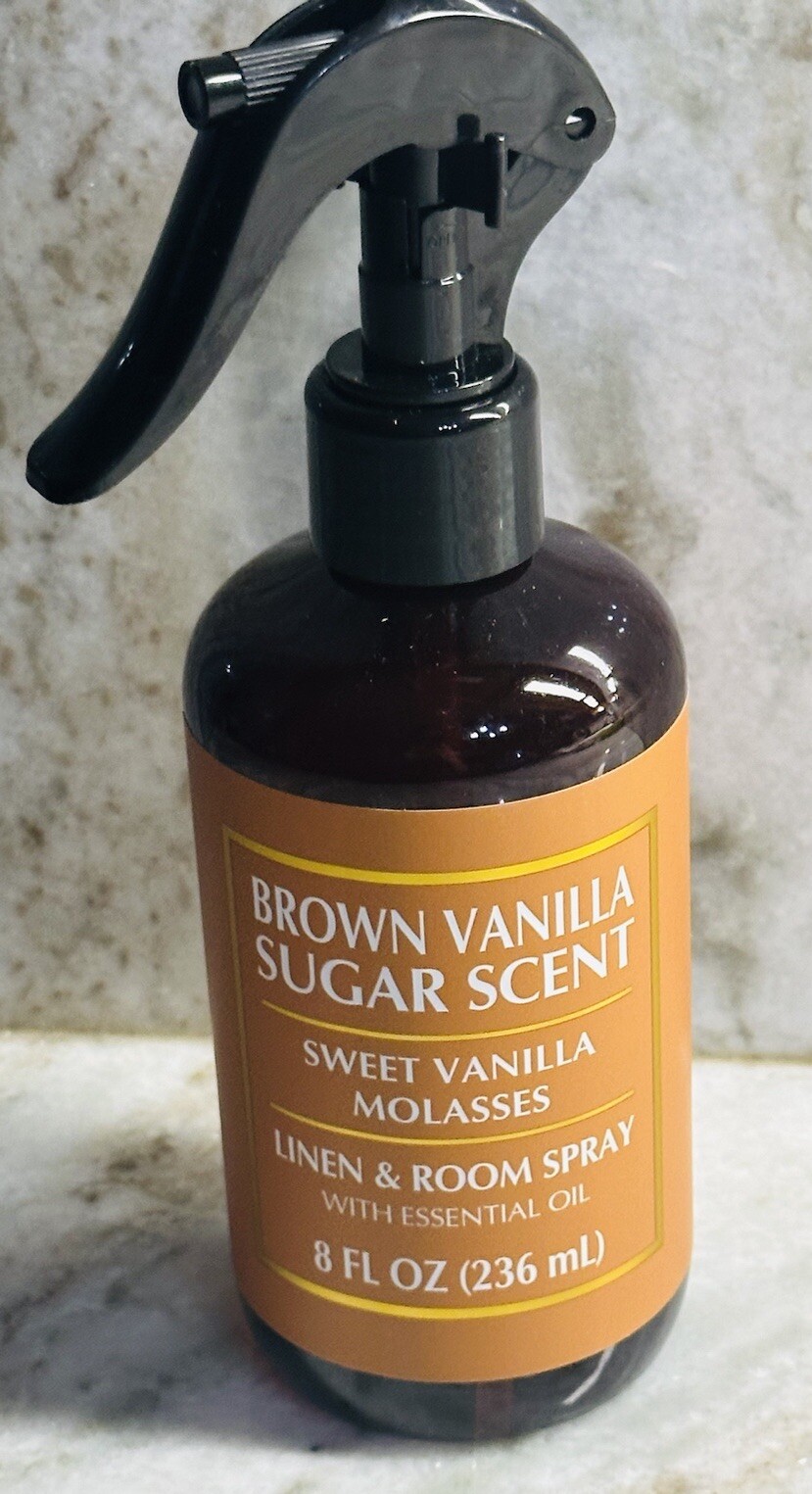 Brown Vanilla Sugar Scent Sweet Vanilla Molasses Linen Room Spray 8floz/246ml