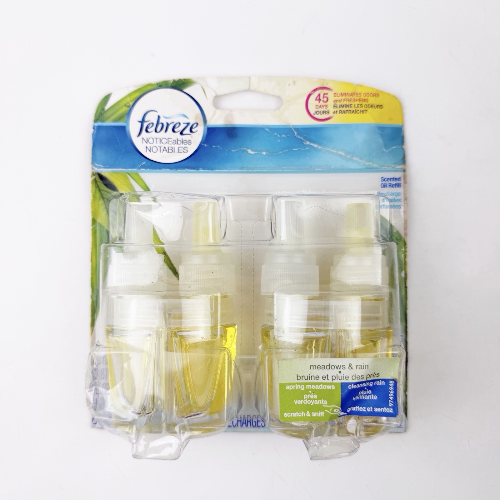 Febreze Noticeables Meadows & Rain Air Freshener 2 Refills 1.75 oz NOS *Read