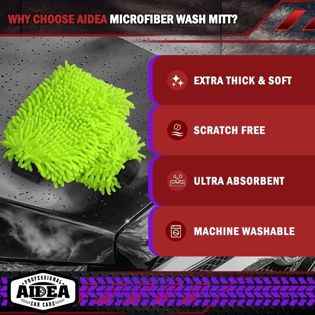 Extra Plush Car Wash Mitts – 2PK Microfiber, 7.12”x10.14” for Safe Cleaning
