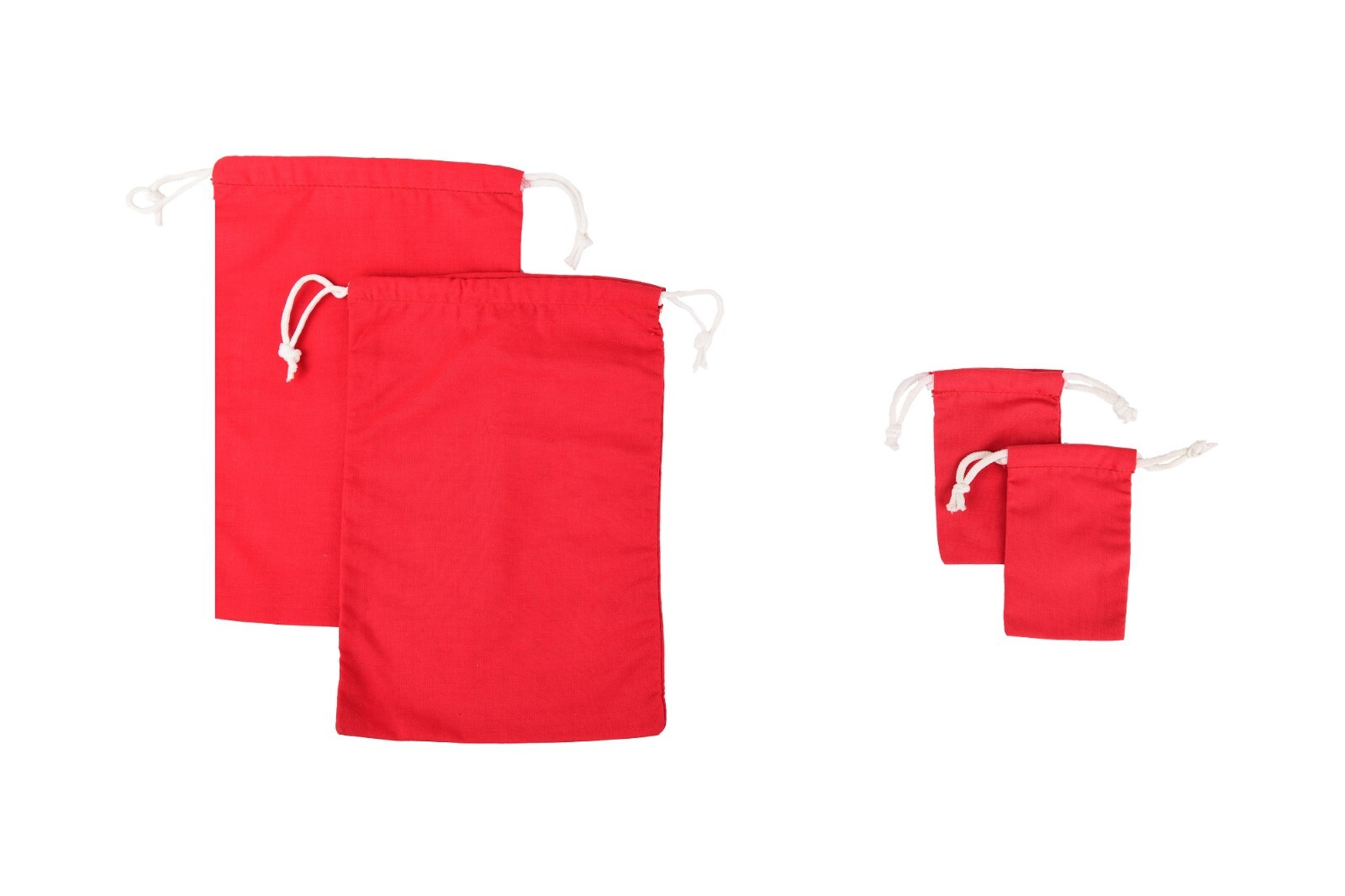 Red Cotton Reusable Produce Muslin Bags –Multipurpose Christmas Holiday Bag Sack