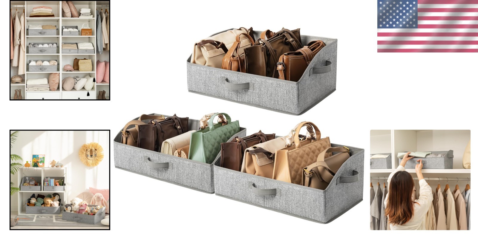 Versatile Fabric Storage Bins for Closet – 3-Pack Trapezoid Organizer Set