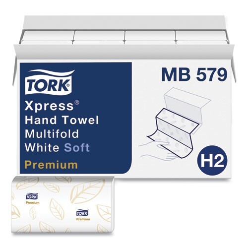 Tork Premium Soft Xpress 3-Panel Multifold Hand Towels, 2-Ply, White, 16/Carton