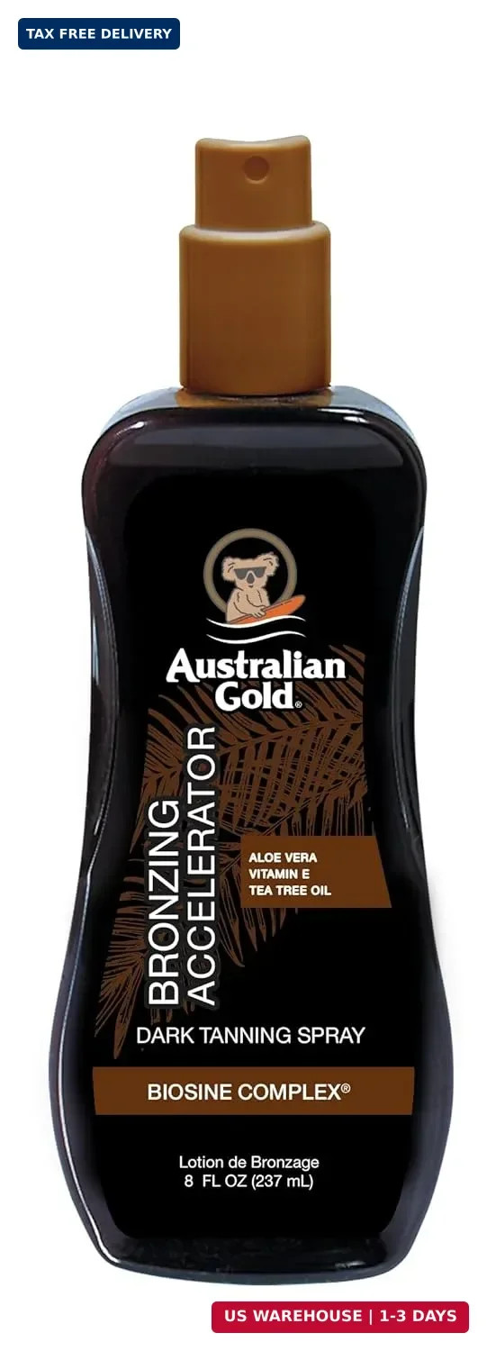 Australian Gold Dark Tanning Accelerator Spray Gel With Bronzer | 8 Fl Oz, Multi