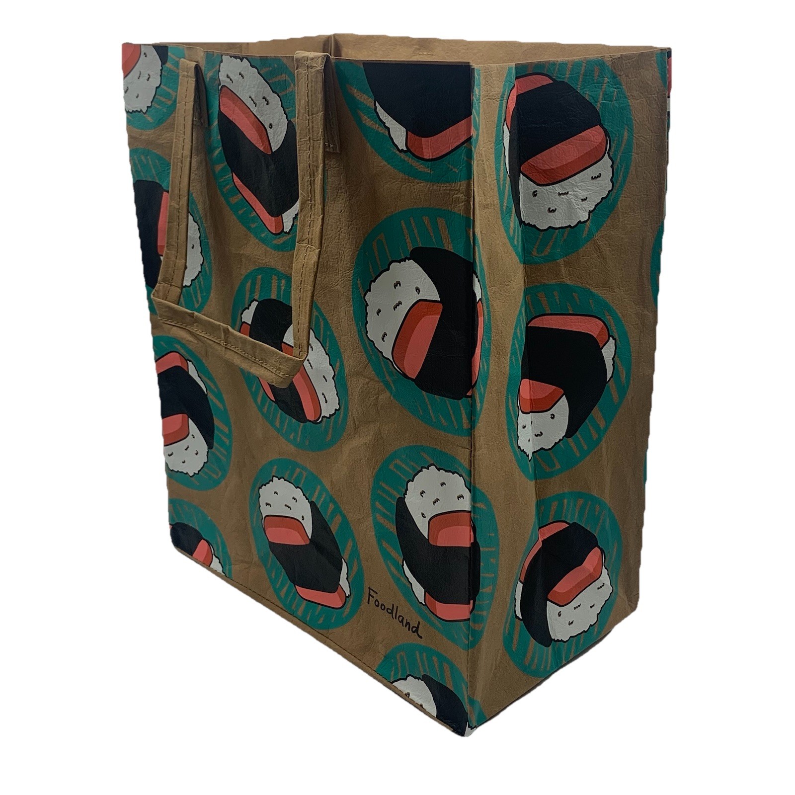 Fun Musubi Hawai’i Foodland Reusable Washable Grocery Tote Bag, 14”x12”x7”