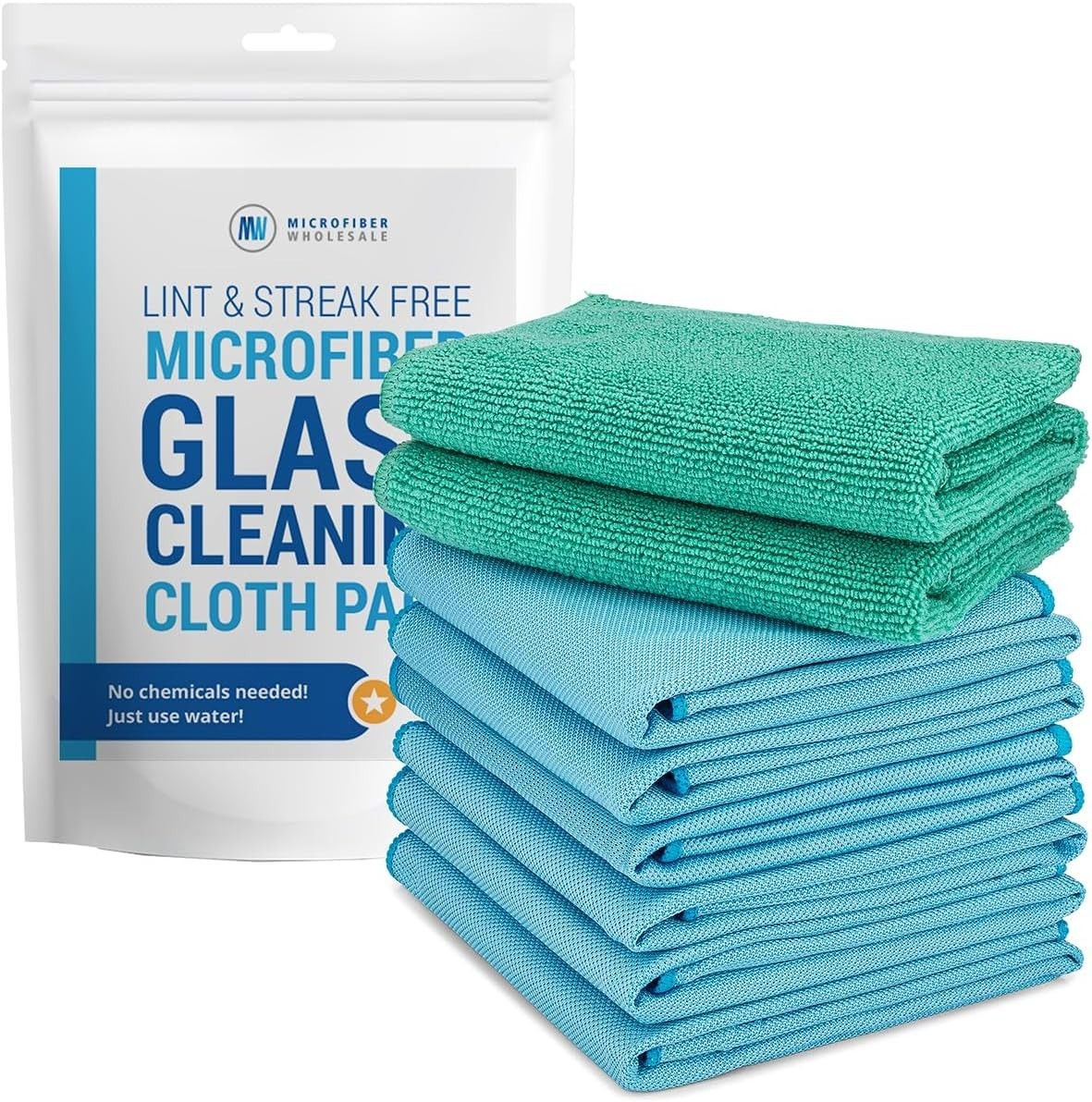 Claro 2 Step Glass Cleaning Cloth 8-Pack – Green Wet & Blue Dry Microfiber To…