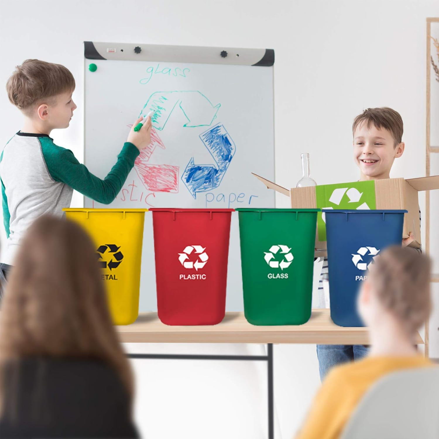 Wastebasket Bin for Recycling, 6.75 Gallon/ 27 Quart/ 24 Liter (Made of Plastic)
