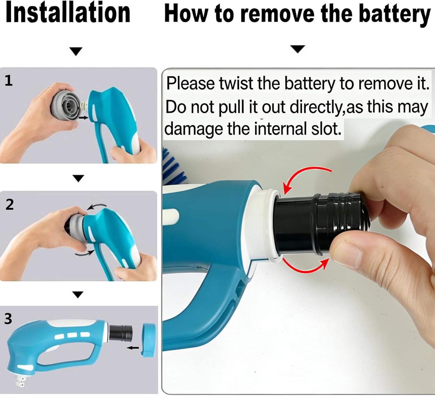 Cordless Electric Spin Scrubber with 6 Brush Heads & 2 Rechargeable Batteries, P