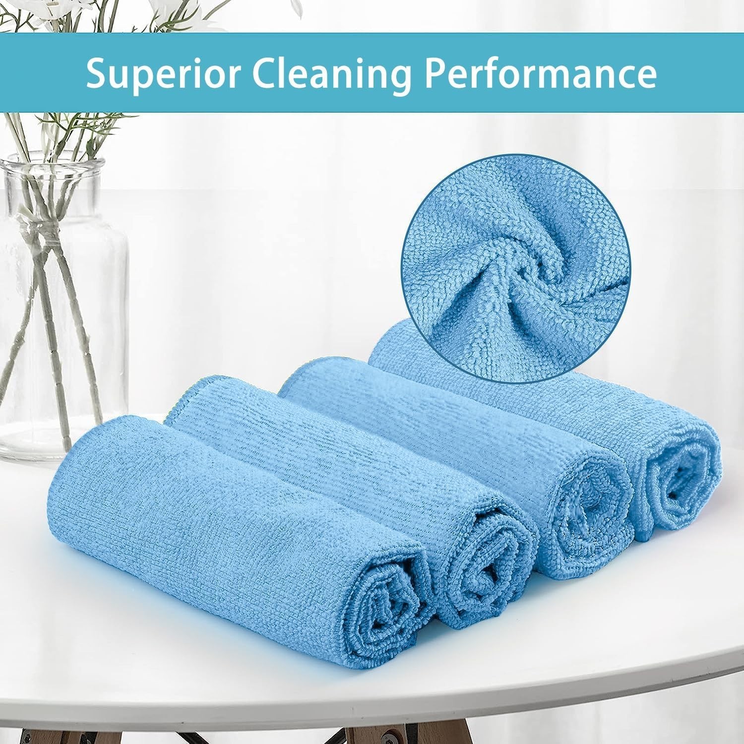 8PK Microfiber Cleaning Cloth, Cleaning Rags for Home, 11.5×11.5in | Reusable…