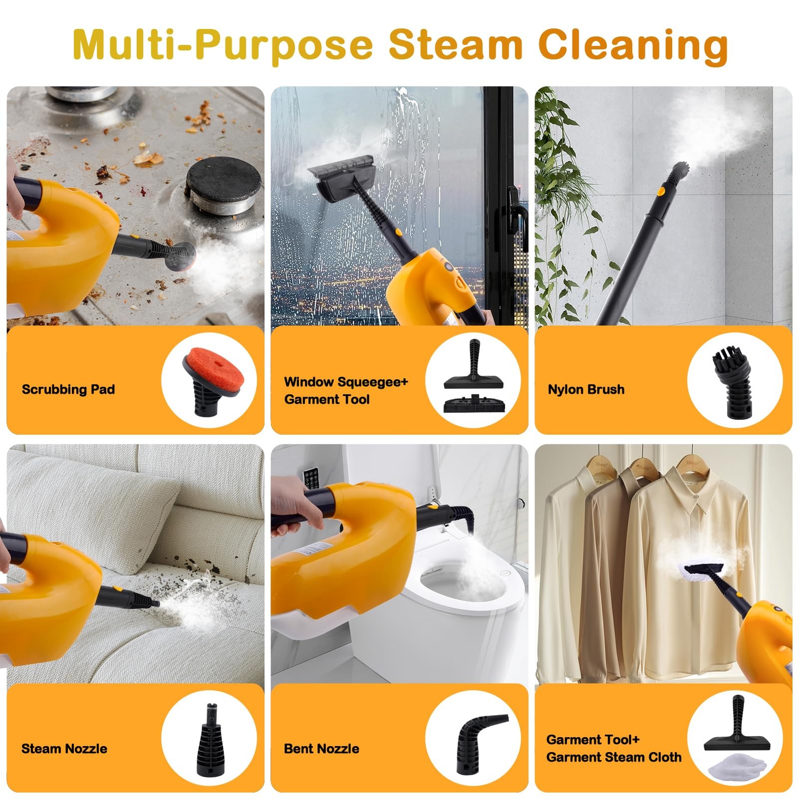 Steam Mop, All-in-one Handheld Steam Cleaner with 13 Attachments, 23FT Cord, 11.