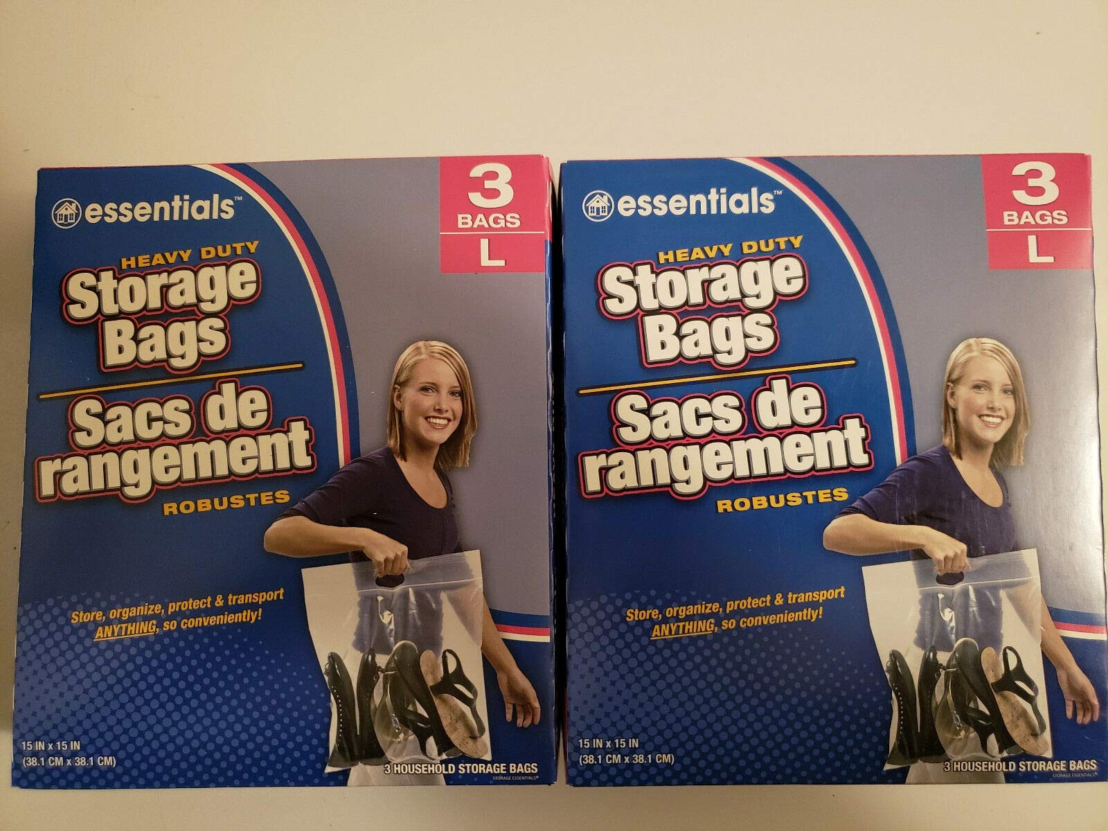 Large Heavy Duty Storage Bags with Zip-lock , Size Large, 3 Count , 2 Pack (6…