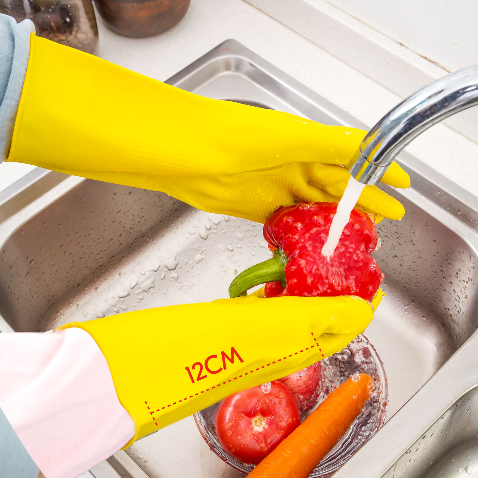 Vgo 1/3/5/10Pairs Reusable Household Cleaning Gloves with Extra Thickness HH4601