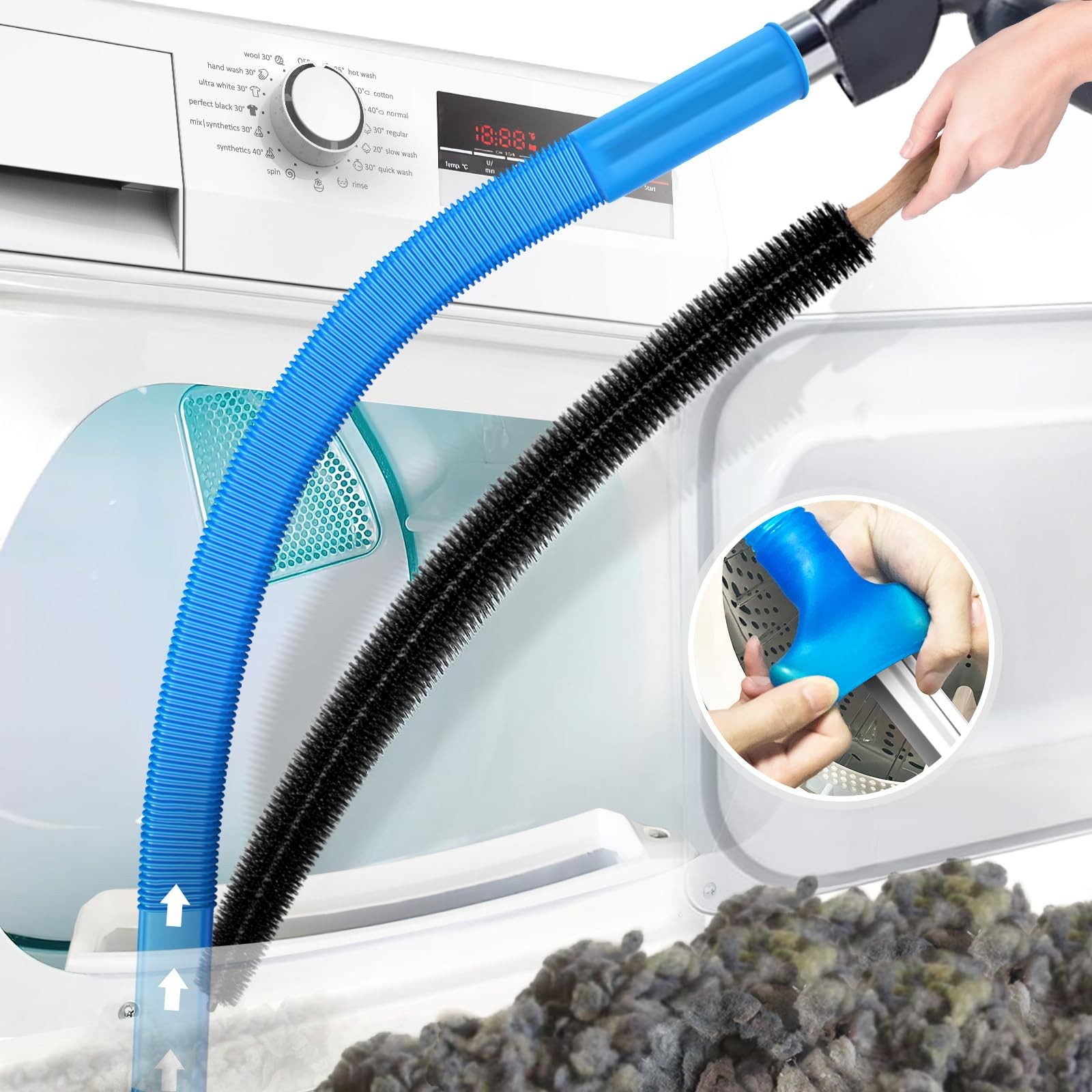 PetOde 2 Pieces Dryer Vent Cleaner Kit 0.73 inches x 31.5 inches, Blue