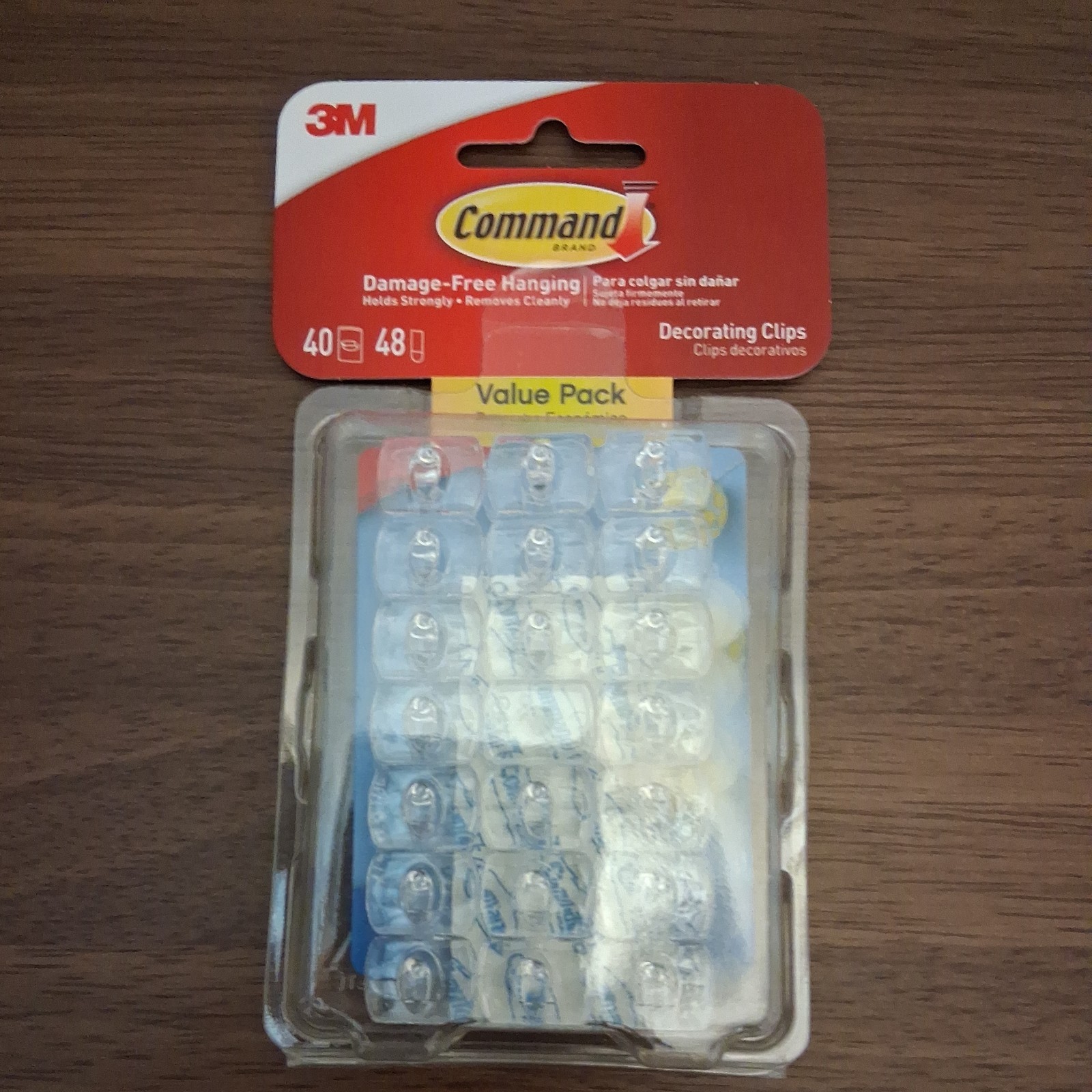 3M COMMAND Clear Decorating Clips Value Pack 40 Clips 48 Strips Pack