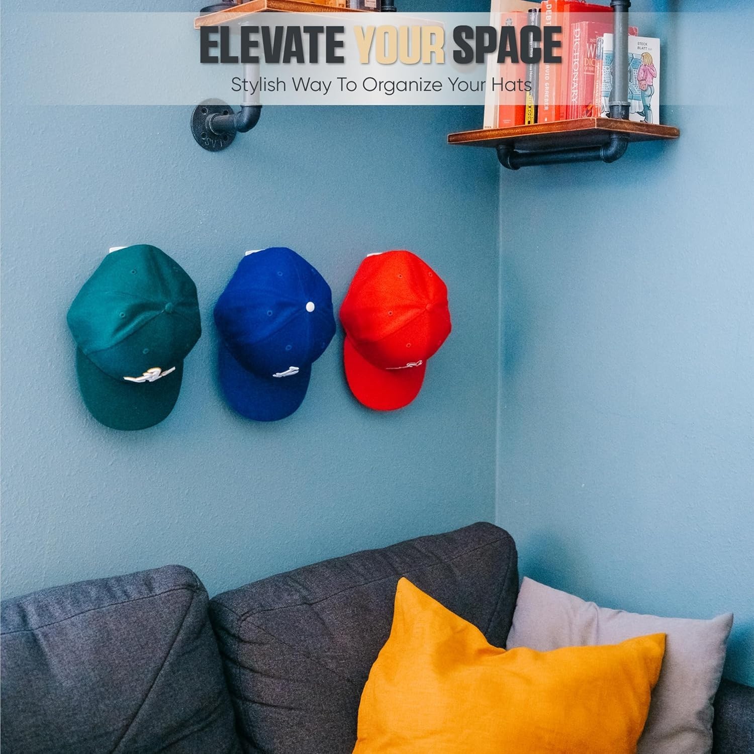 Adhesive Hat Hooks for Wall 16-Pack – Minimalist Hat Rack Design, No Drilling…
