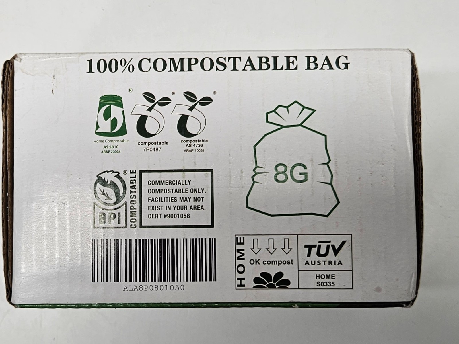 GreFusion 100% Compostable Bags 8 Gallon Eco Friendly Trash Liners Box