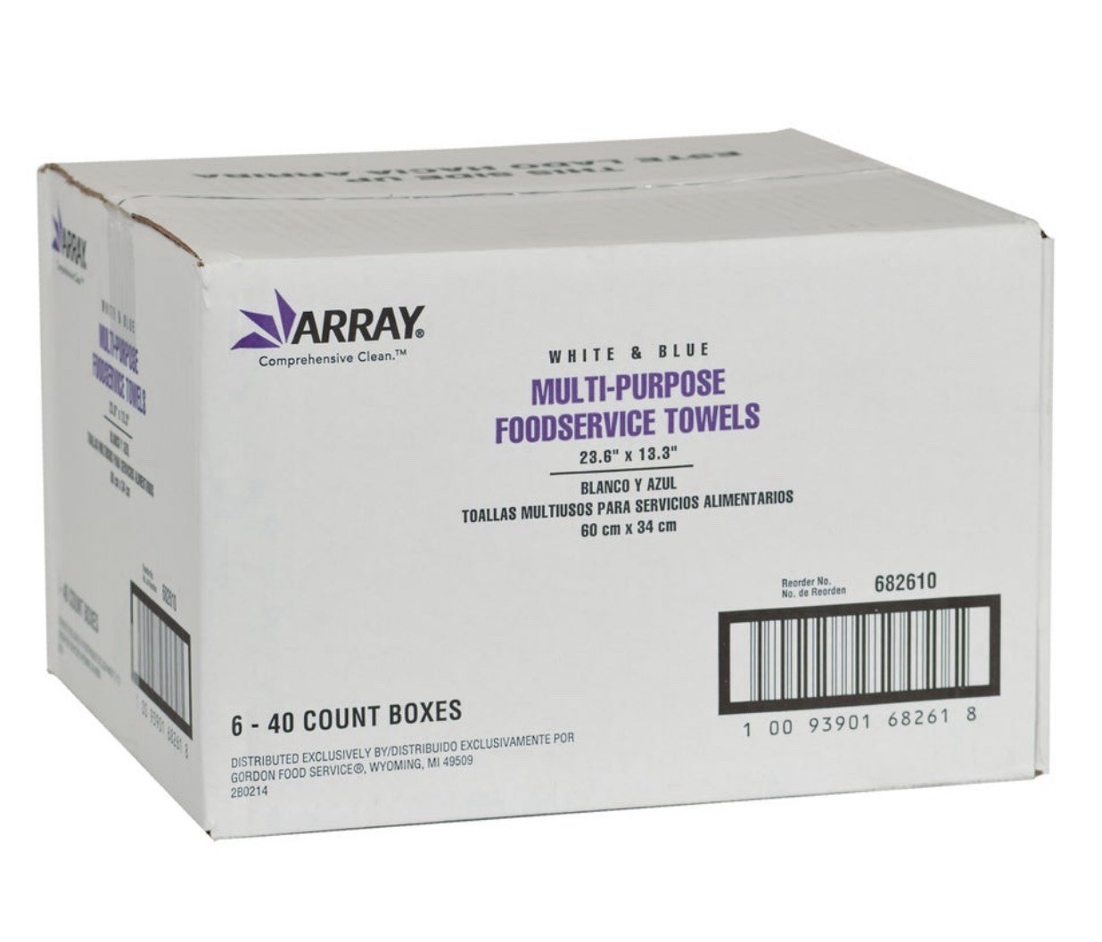 Case Of Array Multi-Purpose Foodservice Towels, 23.6” x 13.3”, 40 Ct Bag,6/Case