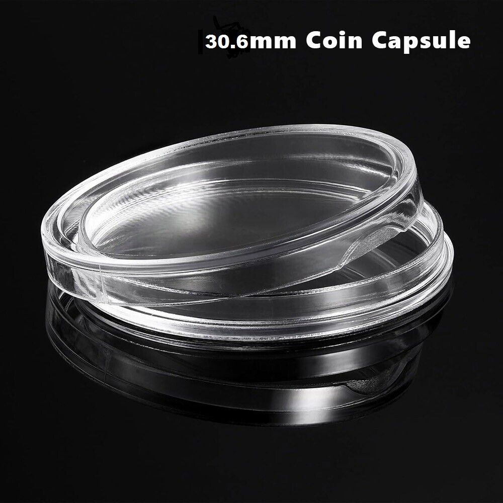 100Pcs Clear Coin Capsule Case for 30.6mm JFK Half Dollar Holder Storage Box US