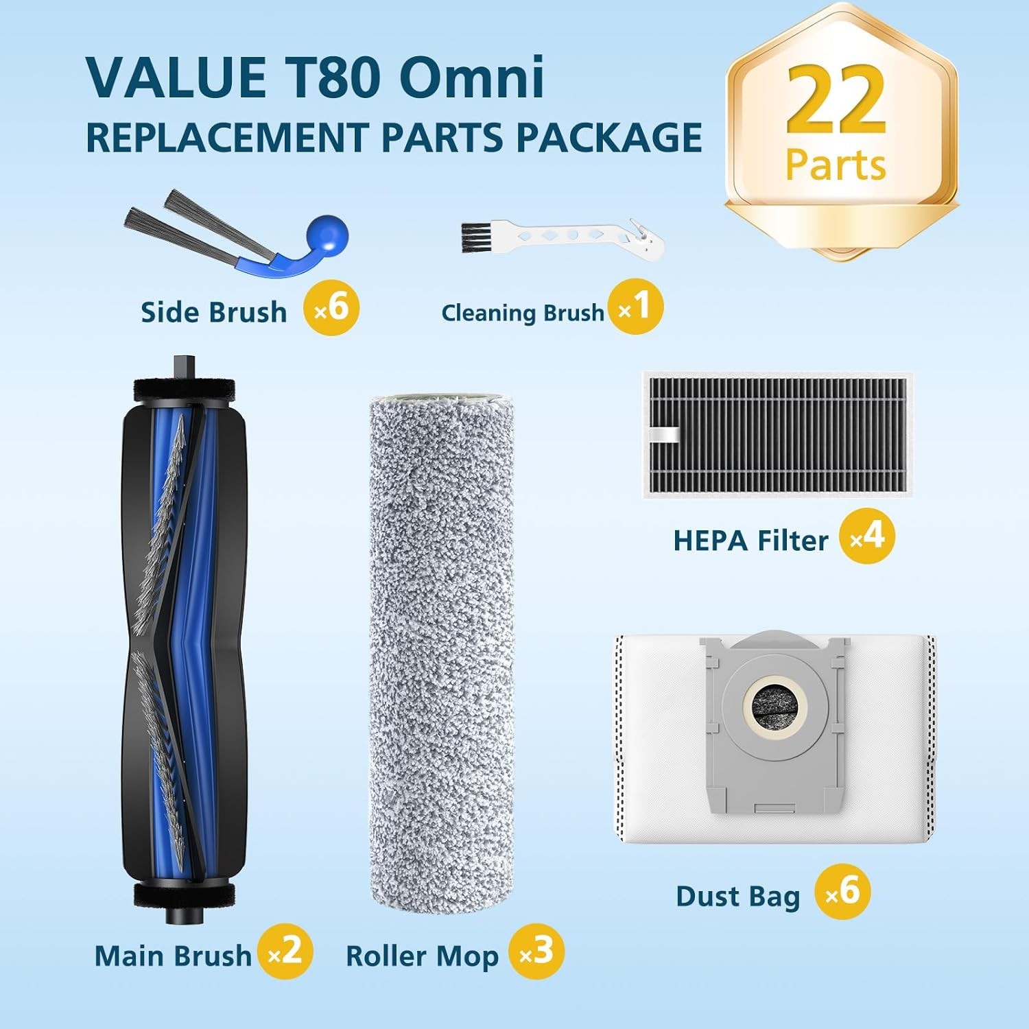 T80 OMNI Replacement Parts for ECOVACS DEEBOT T80 Omni for Yeedi M14 Plus Robot