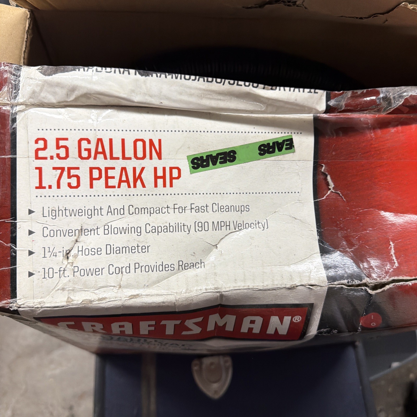 Craftsman Wet/Dry Vacuum, 2.5 Gallon (917611) Portable 1.75 Peak HP
