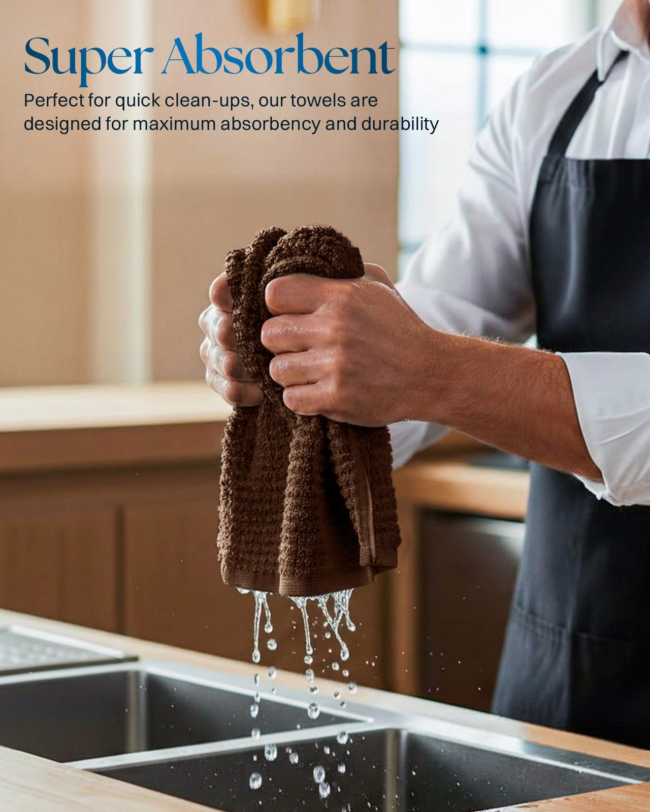 Kitchen Bar Mops 16 x 19 Inches, 100% Cotton Super Absorbent Ribbed Bar Towel…