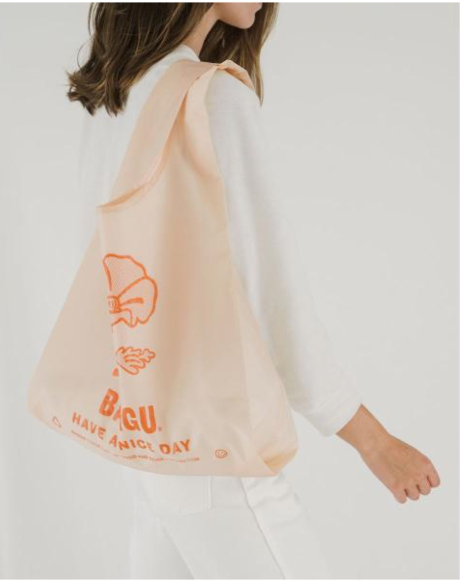 HTF NWT BAGGU THANK YOU POPPY HAVE A NICE DAY STANDARD REUSABLE TOTE BAG PEACH