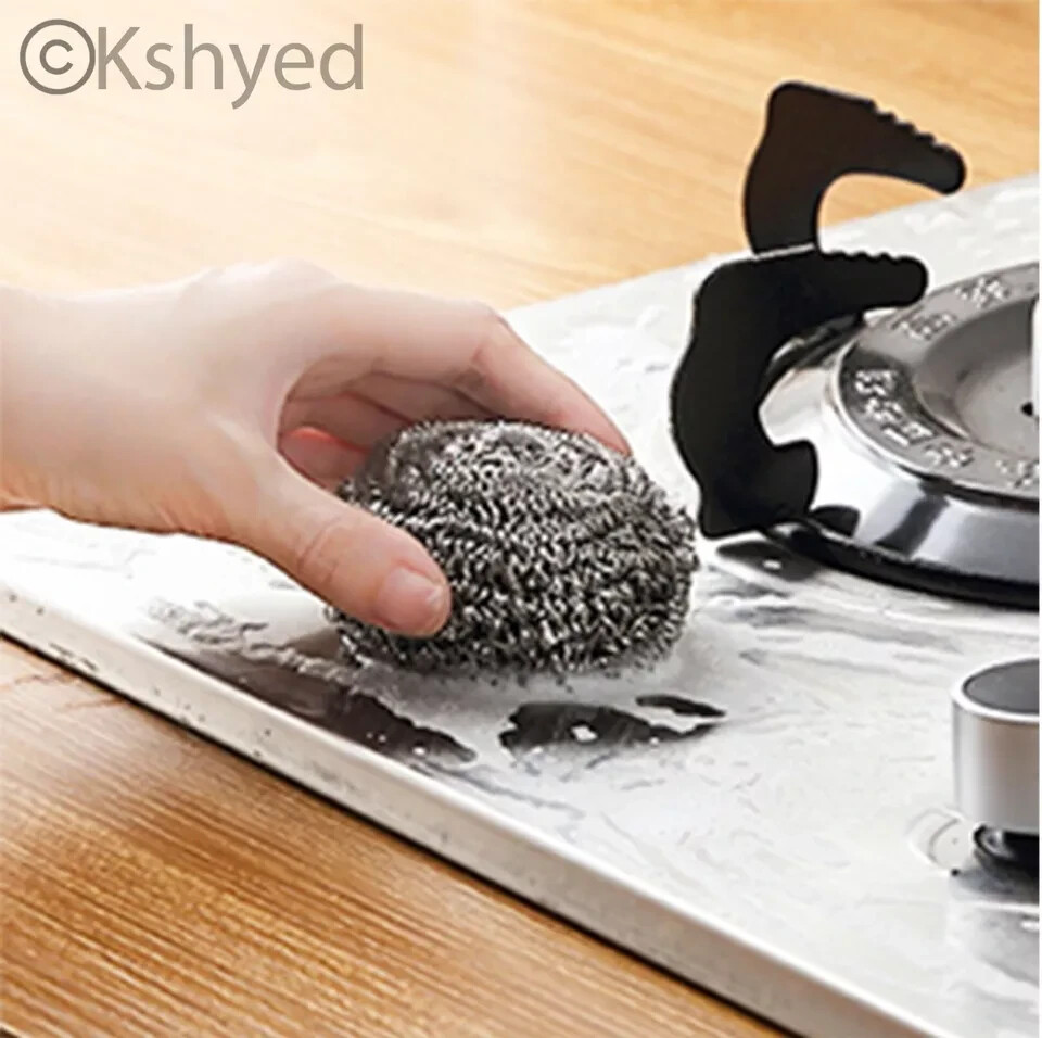 4 PCS Stainless Steel Sponges Scrubbing Scourer Pad For Kitchen 2.5″Dia x 1.5L