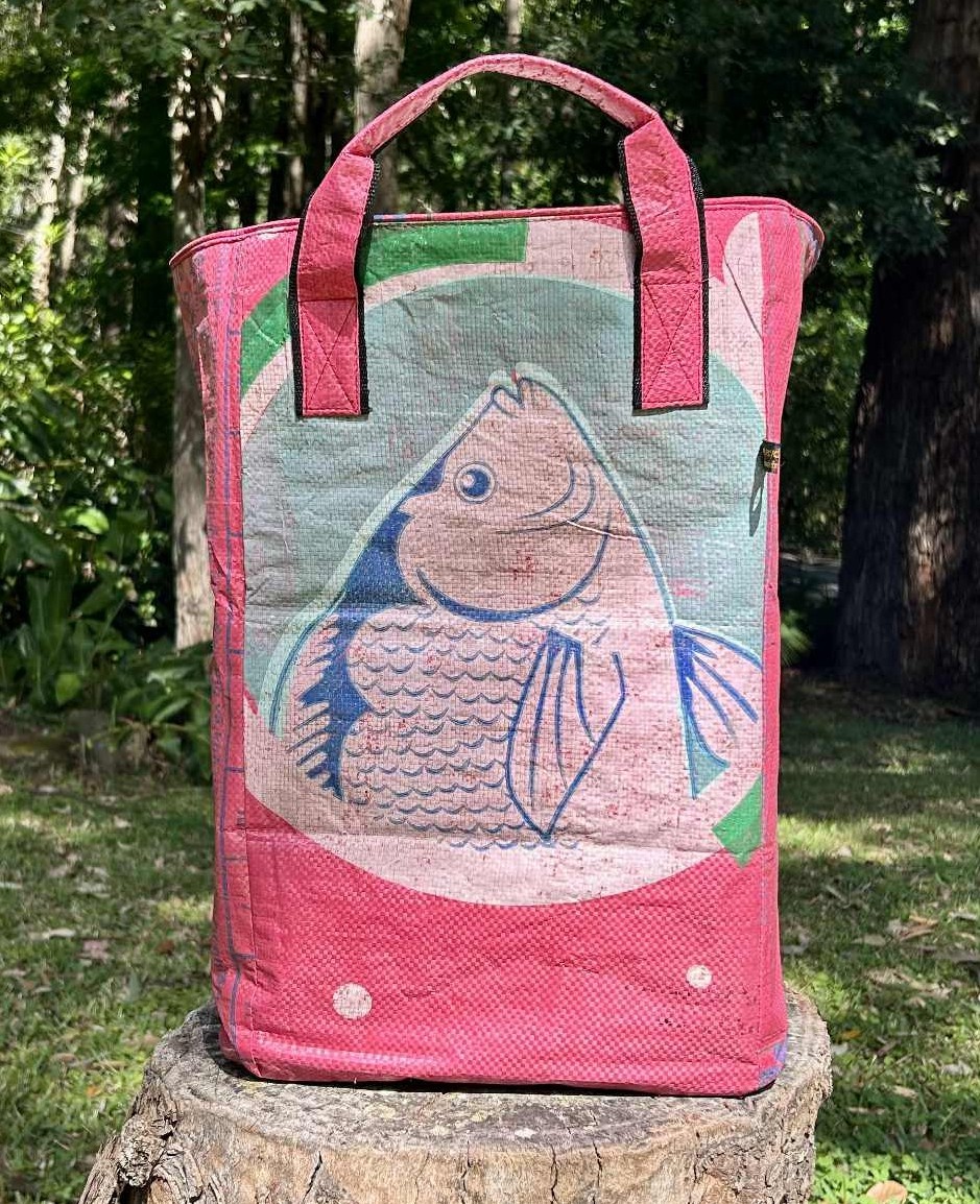 Recycled Laundry Basket made from Recycled Fish Feed Bags in Cambodia Fair Trade