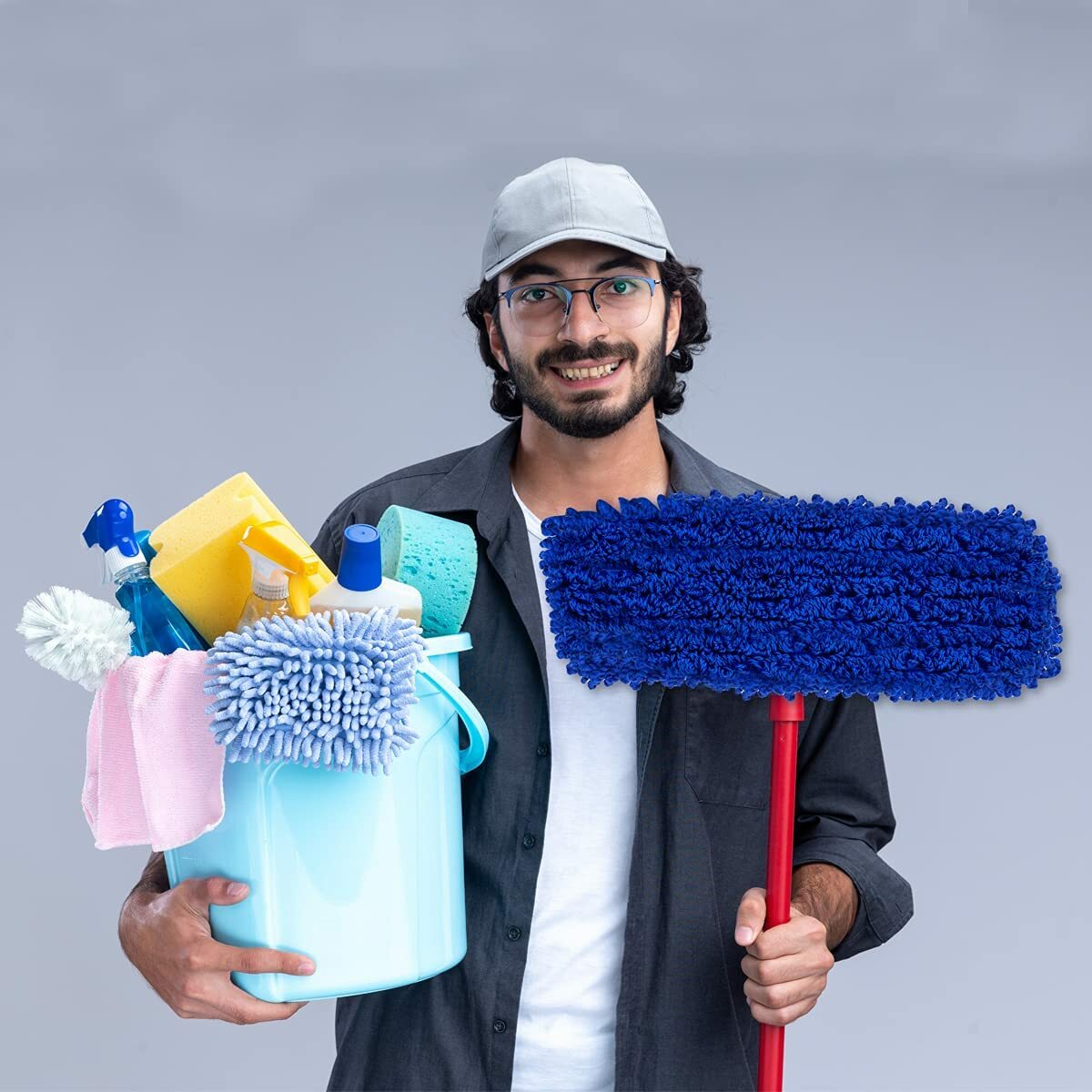 Microfiber Dust Mop Replacement Head, Washable Commercial Heavy Duty Mop Refills