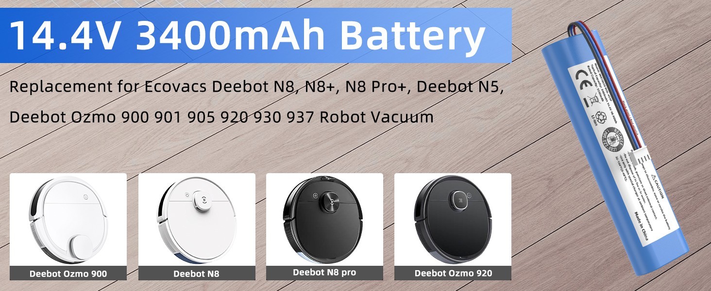 3400mAh Battery for Ecovacs Deebot N8 N8+ N8 PRO+, Deebot Ozmo 900 905 920 930