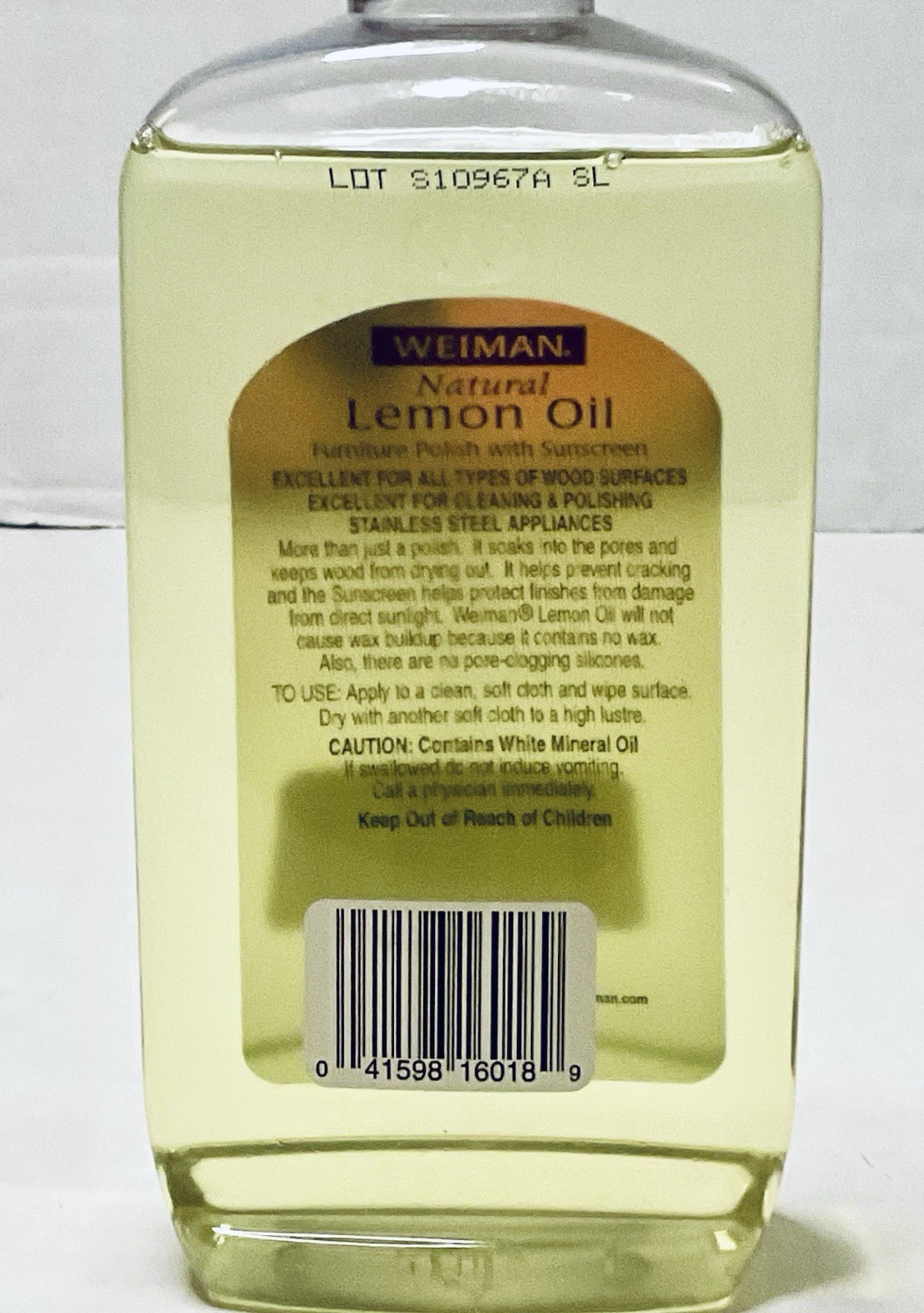 WEIMAN NATURAL LEMON OIL FURNITURE POLISH WITH SUNSCREEN 16 FL OZ
