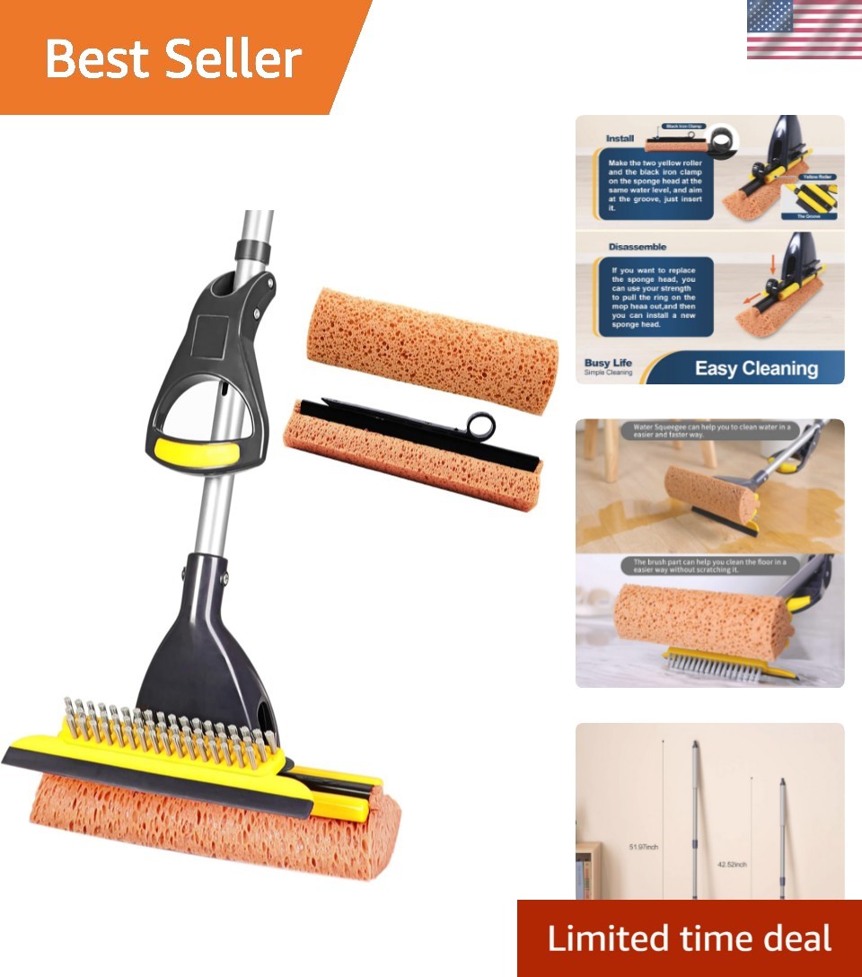 Sponge Mop Home Commercial Use Tile Floor Bathroom Garage Cleaning | Total 2 …