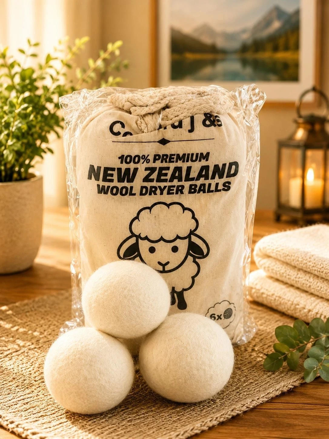Wool Dryer Balls 6 Pack XL, 3″ Genuine New Zealand Wool to Core, 100% Organic
