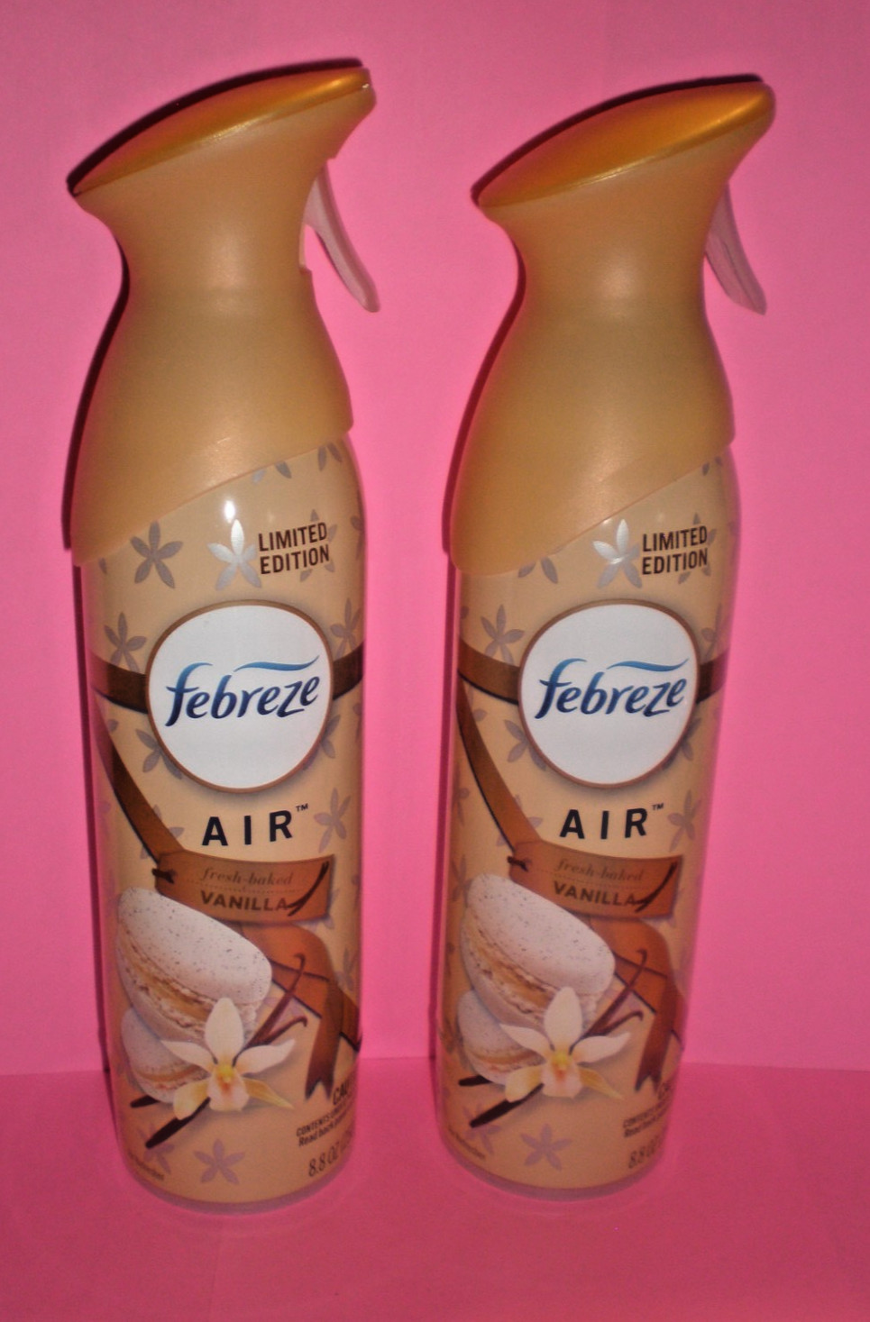 2 FEBREZE Air Room Freshener Sprays FRESH BAKED VANILLA 8.8 Oz each Spray Bottle